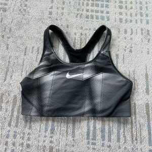 Nike Women's Striped Black and Gray Sports Bra